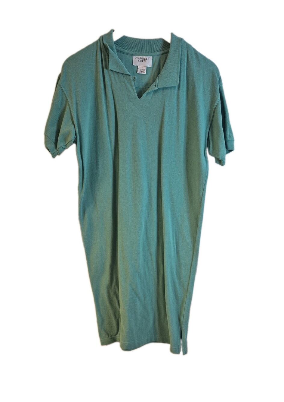 Carroll Reed Vintage Cotton Teal Green Polo Shirt Dress - Size Small